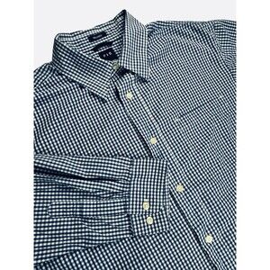 Gap Men’s Blue White Gingham Shirt Large Relaxed Fit Casual‎ Dress Shirt Preppy
